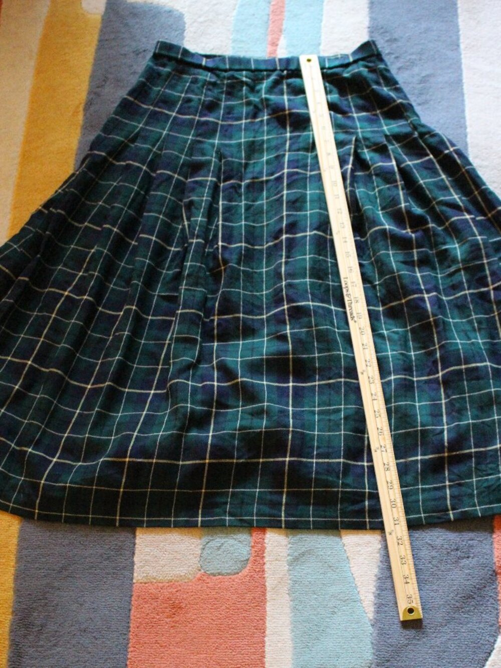 Vintage Pendleton Long Plaid Pleated Wool Skirt, Size 12 - Picture 8 of 9
